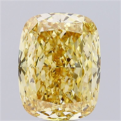 Picture of Lab Grown Diamond 10.08 Carats, CUSHION MODIFIED with  Cut, Fancy Intense Yellow Color, VVS2 Clarity and Certified by IGI