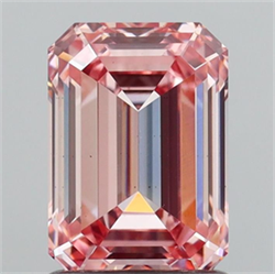 Picture of Lab Grown Diamond 1.51 Carats, Emerald with  Cut, Fancy Vivid Pink Color, VS1 Clarity and Certified by IGI