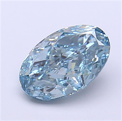 Picture of Lab Grown Diamond 1.42 Carats, Oval with  Cut, Fancy Vivid Blue Color, VS1 Clarity and Certified by IGI