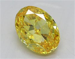 Picture of Lab Grown Diamond 1.96 Carats, Oval with  Cut, Fancy Vivid Yellow Color, IF Clarity and Certified by IGI