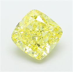 Picture of Lab Grown Diamond 3.06 Carats, CUSHION MODIFIED with  Cut, Fancy Intense Yellow Color, VS1 Clarity and Certified by IGI