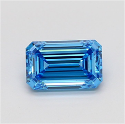Picture of Lab Grown Diamond 2.13 Carats, Emerald with  Cut, Fancy Vivid Blue Color, VS2 Clarity and Certified by IGI