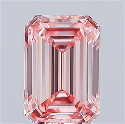 Picture of Lab Grown Diamond 2.53 Carats, Emerald with  Cut, Fancy Intense Pink Color, VVS2 Clarity and Certified by IGI