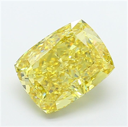 Picture of Lab Grown Diamond 5.03 Carats, CUSHION MODIFIED with  Cut, Fancy Intense Yellow Color, VS1 Clarity and Certified by IGI