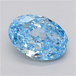 Picture of Lab Grown Diamond 3.86 Carats, Oval with  Cut, Fancy Vivid Blue Color, VS1 Clarity and Certified by IGI