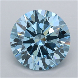 Picture of Lab Grown Diamond 1.94 Carats, Round with Ideal Cut, Fancy Vivid Blue Color, VVS2 Clarity and Certified by IGI