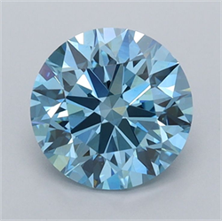 Picture of Lab Grown Diamond 1.52 Carats, Round with Ideal Cut, Fancy Vivid Blue Color, VVS2 Clarity and Certified by IGI