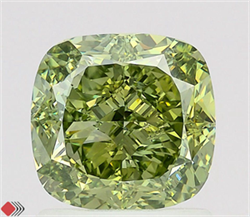 Picture of Lab Grown Diamond 1.60 Carats, CUSHION MODIFIED with  Cut, Fancy Vivid Green Color, VVS2 Clarity and Certified by IGI