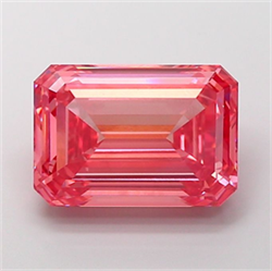 Picture of Lab Grown Diamond 8.11 Carats, Emerald with  Cut, Fancy Vivid Pink Color, VVS2 Clarity and Certified by IGI