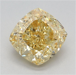 Picture of Lab Grown Diamond 1.51 Carats, CUSHION MODIFIED with  Cut, Fancy Intense Yellow Color, VVS2 Clarity and Certified by IGI