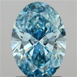 Picture of Lab Grown Diamond 1.37 Carats, Oval with  Cut, Fancy Vivid Blue Color, VS1 Clarity and Certified by IGI