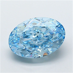 Picture of Lab Grown Diamond 5.05 Carats, Oval with  Cut, Fancy Vivid Blue Color, VS1 Clarity and Certified by IGI