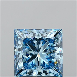 Picture of Lab Grown Diamond 2.04 Carats, Princess with  Cut, Fancy Vivid Blue Color, VS2 Clarity and Certified by IGI