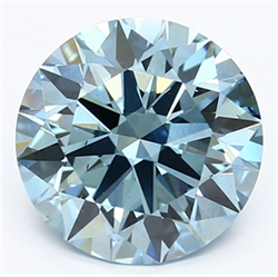 Picture of Lab Grown Diamond 2.49 Carats, Round with Ideal Cut, Fancy Vivid Blue Color, VS2 Clarity and Certified by IGI