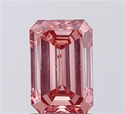 Picture of Lab Grown Diamond 1.42 Carats, Emerald with  Cut, Fancy Vivid Pink Color, VS2 Clarity and Certified by IGI