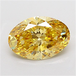 Picture of Lab Grown Diamond 3.65 Carats, Oval with  Cut, Fancy Vivid Yellow Color, VVS2 Clarity and Certified by IGI