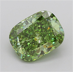 Picture of Lab Grown Diamond 3.37 Carats, CUSHION MODIFIED with  Cut, Fancy Vivid Green Color, VS2 Clarity and Certified by IGI