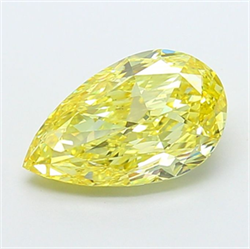 Picture of Lab Grown Diamond 2.52 Carats, Pear with  Cut, Fancy Intense Yellow Color, VS1 Clarity and Certified by IGI