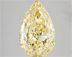 Picture of Lab Grown Diamond 5.05 Carats, Pear with  Cut, Fancy Vivid Yellow Color, VVS2 Clarity and Certified by IGI