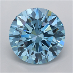 Picture of Lab Grown Diamond 3.93 Carats, Round with Ideal Cut, Fancy Vivid Blue Color, VVS2 Clarity and Certified by IGI