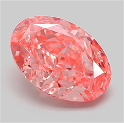 Picture of Lab Grown Diamond 3.03 Carats, Oval with  Cut, Fancy Vivid Pink Color, VVS2 Clarity and Certified by IGI
