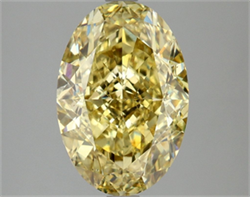 Picture of Lab Grown Diamond 4.10 Carats, Oval with  Cut, Fancy Vivid Yellow Color, VS2 Clarity and Certified by IGI