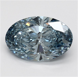 Picture of Lab Grown Diamond 3.40 Carats, Oval with  Cut, Fancy Vivid Blue Color, VS1 Clarity and Certified by IGI