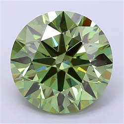 Picture of Lab Grown Diamond 2.17 Carats, Round with Ideal Cut, Fancy Vivid Green Color, VS2 Clarity and Certified by IGI