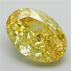Picture of Lab Grown Diamond 8.65 Carats, Oval with  Cut, Fancy Vivid Yellow Color, VVS2 Clarity and Certified by IGI