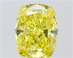 Picture of Lab Grown Diamond 8.04 Carats, CUSHION MODIFIED with  Cut, Fancy Vivid Yellow Color, VS1 Clarity and Certified by IGI
