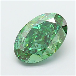 Picture of Lab Grown Diamond 1.23 Carats, Oval with  Cut, Fancy Vivid Green Color, VVS2 Clarity and Certified by IGI