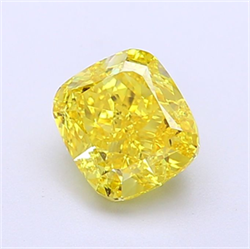 Picture of Lab Grown Diamond 1.47 Carats, CUSHION MODIFIED with  Cut, Fancy Vivid Yellow Color, IF Clarity and Certified by IGI