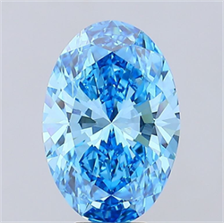 Picture of Lab Grown Diamond 7.11 Carats, Oval with  Cut, Fancy Vivid Blue Color, VS1 Clarity and Certified by IGI