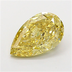 Picture of Lab Grown Diamond 3.04 Carats, Pear with  Cut, Fancy Intense Yellow Color, VS1 Clarity and Certified by IGI