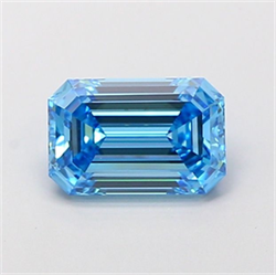 Picture of Lab Grown Diamond 1.59 Carats, Emerald with  Cut, Fancy Vivid Blue Color, VVS2 Clarity and Certified by IGI