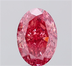 Picture of Lab Grown Diamond 2.10 Carats, Oval with  Cut, Fancy Vivid Pink Color, VS2 Clarity and Certified by IGI