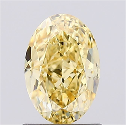 Picture of Lab Grown Diamond 1.24 Carats, Oval with  Cut, Fancy Intense Yellow Color, VS2 Clarity and Certified by IGI