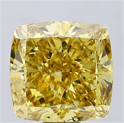 Picture of Lab Grown Diamond 24.05 Carats, CUSHION MODIFIED with  Cut, Fancy Intense Yellow Color, VS2 Clarity and Certified by IGI