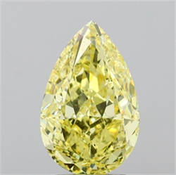 Picture of Lab Grown Diamond 3.03 Carats, Pear with  Cut, Fancy Vivid Yellow Color, VS2 Clarity and Certified by IGI