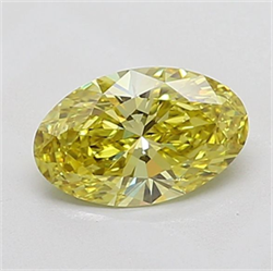 Picture of Lab Grown Diamond 1.21 Carats, Oval with  Cut, Fancy Intense Yellow Color, VVS2 Clarity and Certified by IGI