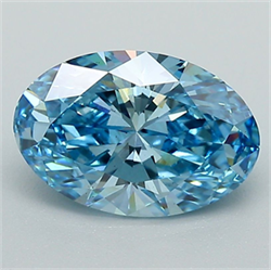 Picture of Lab Grown Diamond 2.05 Carats, Oval with  Cut, Fancy Vivid Blue Color, VS2 Clarity and Certified by IGI