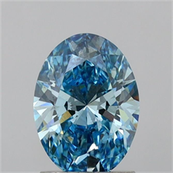 Picture of Lab Grown Diamond 1.53 Carats, Oval with  Cut, Fancy Vivid Blue Color, VS2 Clarity and Certified by IGI