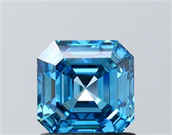 Picture of Lab Grown Diamond 1.25 Carats, Asscher with  Cut, Fancy Vivid Blue Color, VVS2 Clarity and Certified by IGI