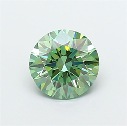 Picture of Lab Grown Diamond 1.40 Carats, Round with Ideal Cut, Fancy Vivid Green Color, VS2 Clarity and Certified by IGI