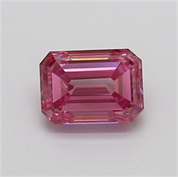 Picture of Lab Grown Diamond 1.22 Carats, Emerald with  Cut, Fancy Vivid Pink Color, VS1 Clarity and Certified by IGI
