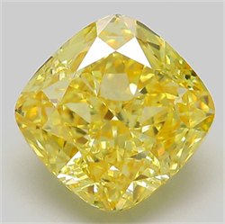 Picture of Lab Grown Diamond 6.17 Carats, CUSHION MODIFIED with  Cut, Fancy Vivid Yellow Color, VVS2 Clarity and Certified by IGI