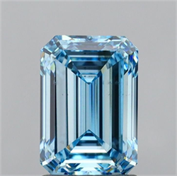 Picture of Lab Grown Diamond 1.97 Carats, Emerald with  Cut, Fancy Intense Blue Color, VS2 Clarity and Certified by IGI