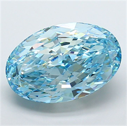 Picture of Lab Grown Diamond 10.01 Carats, Oval with  Cut, Fancy Vivid Blue Color, VVS2 Clarity and Certified by IGI