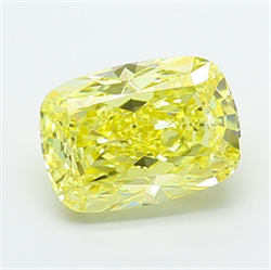 Picture of Lab Grown Diamond 4.02 Carats, CUSHION MODIFIED with  Cut, Fancy Intense Yellow Color, VS1 Clarity and Certified by IGI