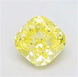 Picture of Lab Grown Diamond 3.80 Carats, CUSHION MODIFIED with  Cut, Fancy Intense Yellow Color, VS1 Clarity and Certified by IGI